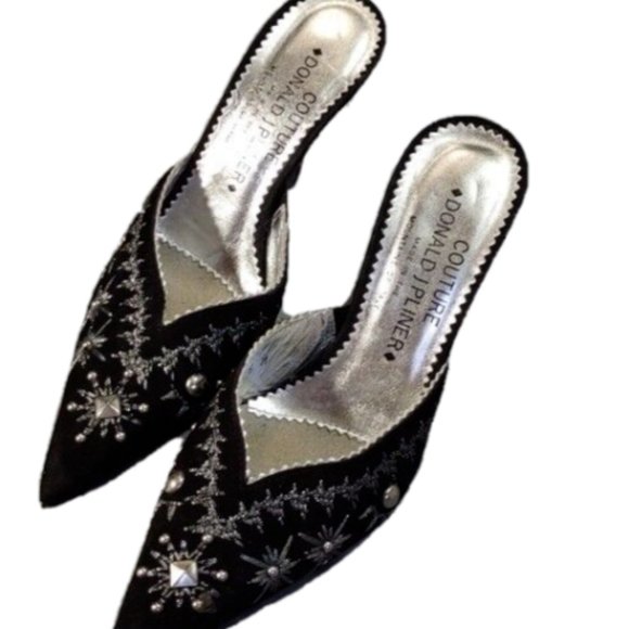 Donald J Pliner Italian Couture Studded Slide Heels sz 5 ~ Like new, 1minor flaw - Picture 3 of 12